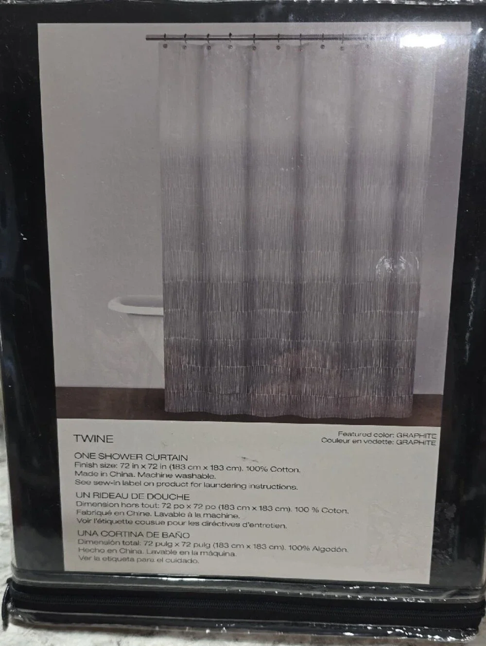 DKNY Graphite and Ombre Shower Curtain From The Twine Collection